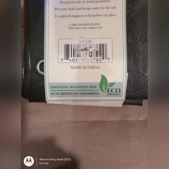 Shower Liner. Celeste Collection. 72x72 in. Black. Textured PEVA Liner. NWT. - Picture 3 of 6